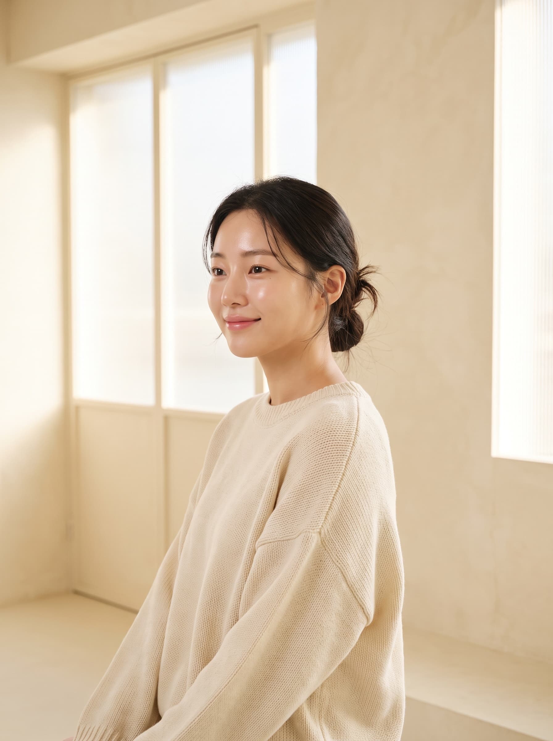 자연스러운 옆모습 미소 — 티 나지 않는 투명교정